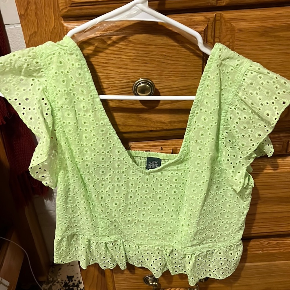 Bright green blouse